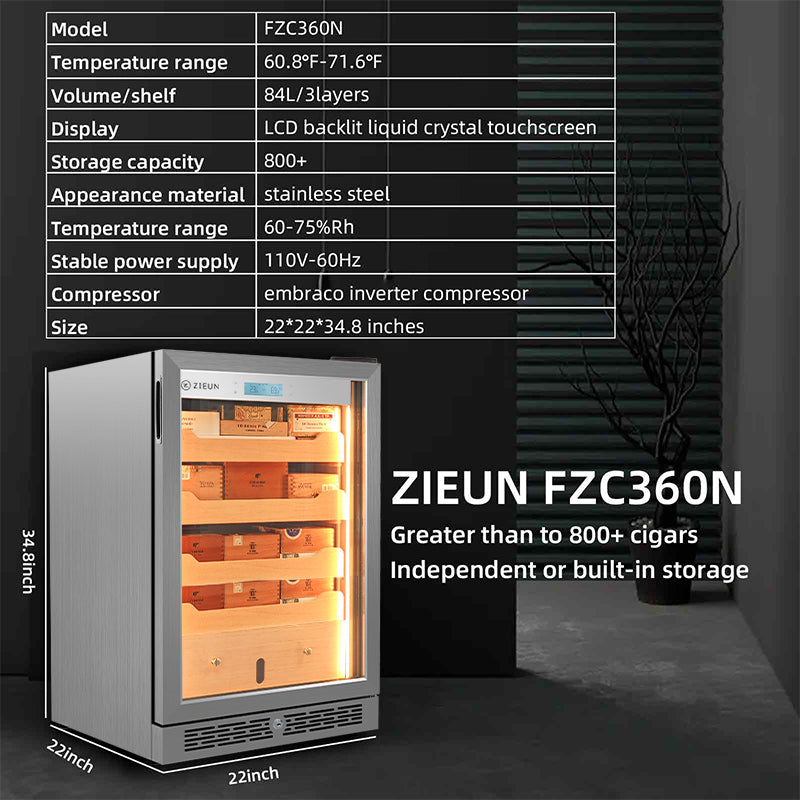 ZIEUN stainless steel cigar humidor