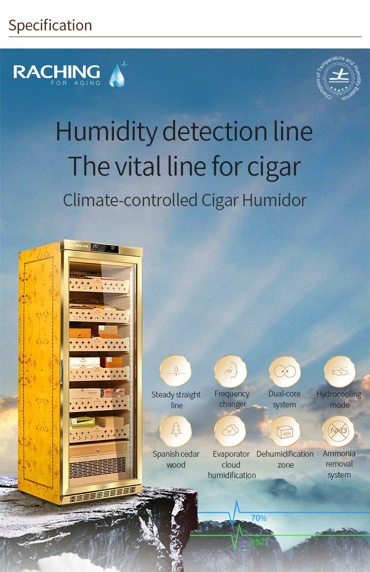 Raching MON2800 Climate Control Humidor Cabinet with Ammonia Removal