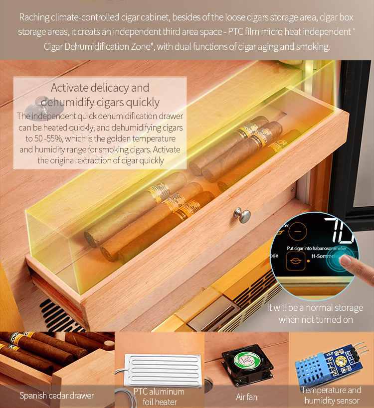 Raching MON2800 Climate Control Humidor Cabinet with Ammonia Removal