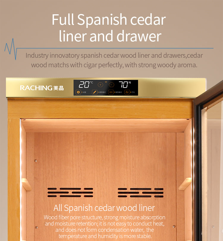Raching MON2800 Climate Control Humidor Cabinet with Ammonia Removal