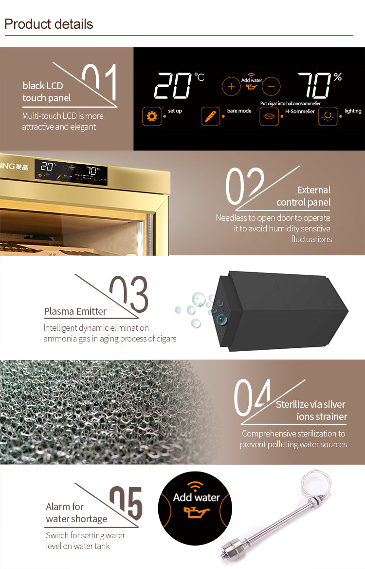 Raching MON2800 Climate Control Humidor Cabinet with Ammonia Removal