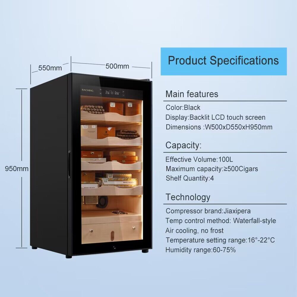 Raching Electric Cigar Humidor, Cigar Climate Control Cabinet, MA50 Cigar Humidor Cabinet